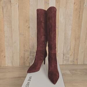 Women's Nine West Suede Boots Wine Richy Gorgeous! 8.5